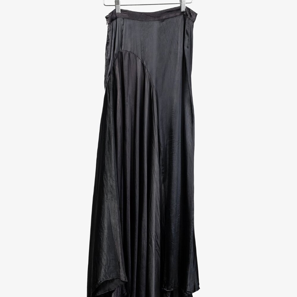 Balenciaga Black Satin Maxi Skirt